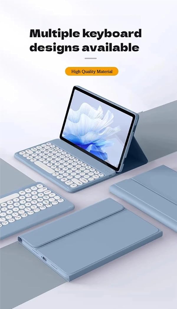 Keyboard Case for Lenovo Tab M10 Plus 3rd Gen 10.6 Inch, Cute Color Folio Stand Cover with Round Key Magnetic Detachable Keyboard for M10 Plus FHD Tablet(TB-125FU TB-128FU TB-128XU), Black by NUWONAYA - Image 7