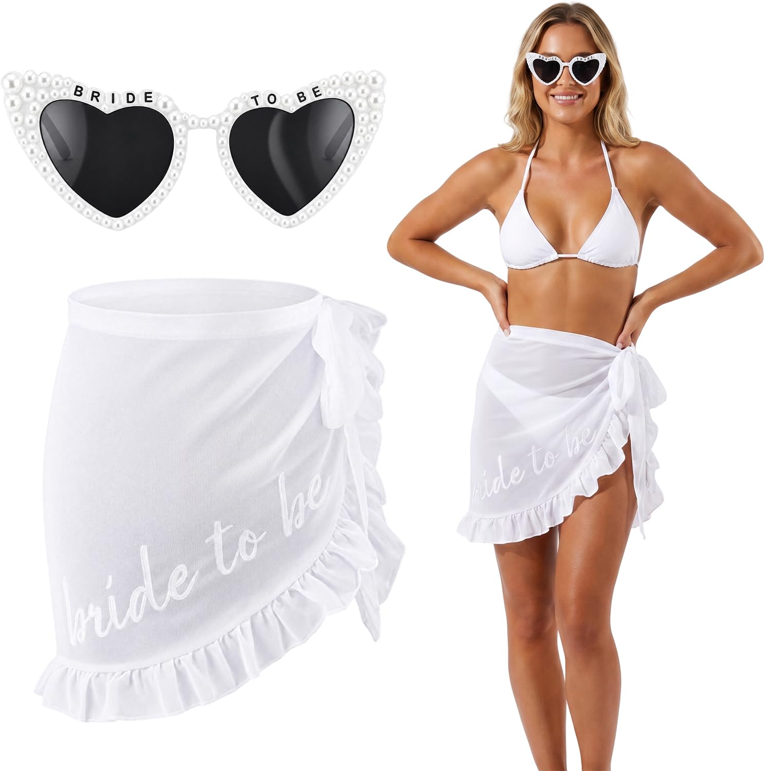 MOTIBACK 2 Pcs Bride To Be Sunglasses & Wrap Skirt Set Bachelorette Party