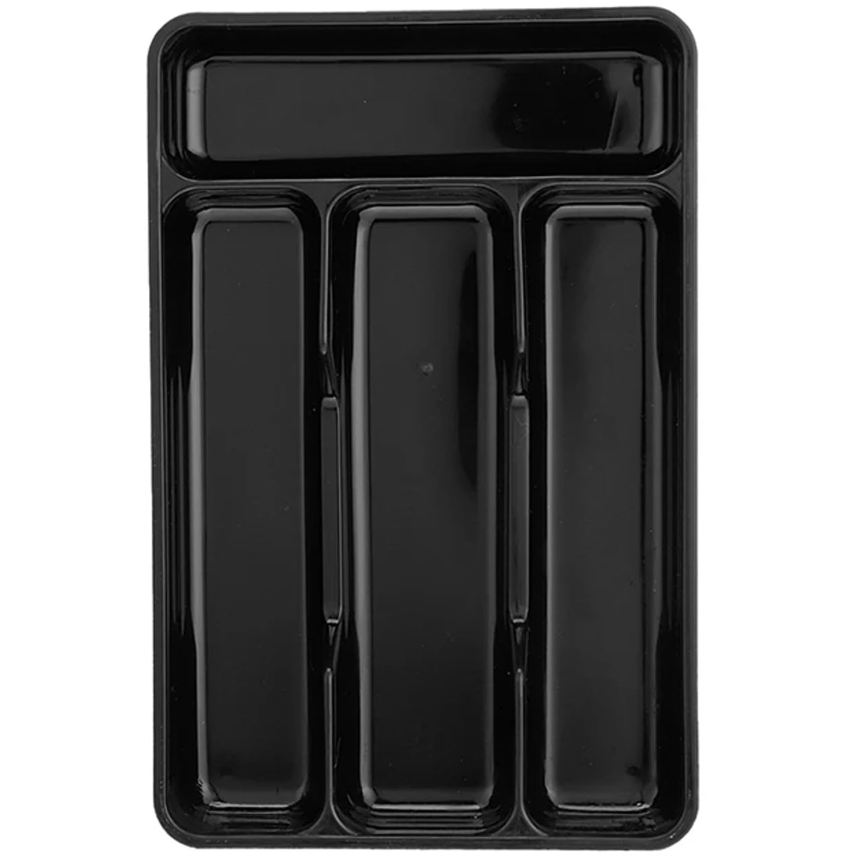 Hperu Drawer Organizer, Small Plastic Silverware Holder with 4 Compartments - Kitchen Utensil Drawer Organizer Cutlery Tray for Cutlery Storage, Black