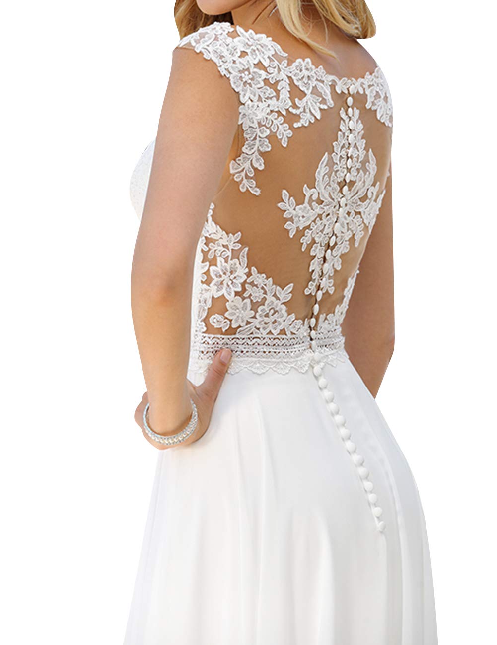 JAEDEN Robes de mariée Longue Robe de Mariage Robe Nuptiale Femme A-Ligne Dentelle Chiffon