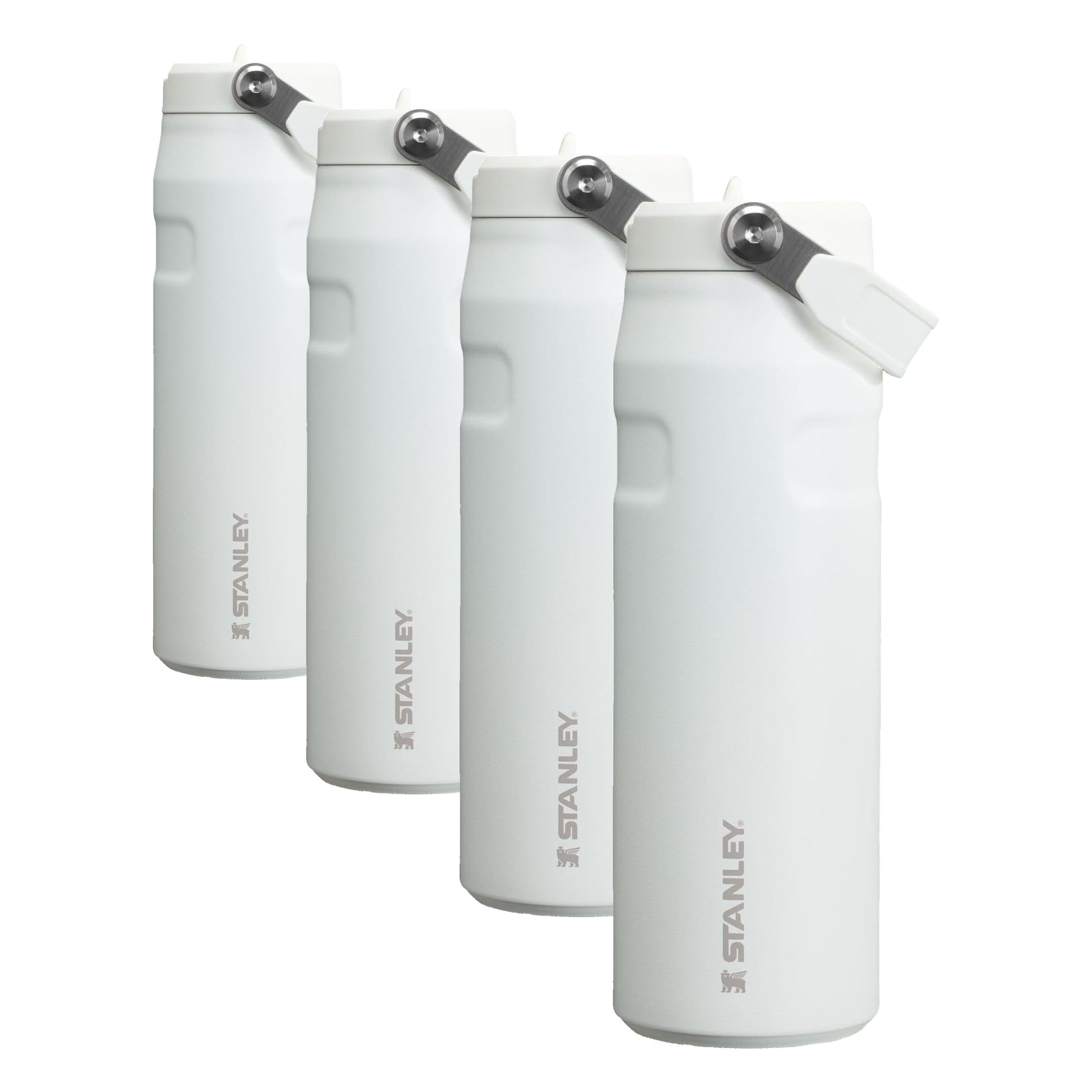 Stanley IceFlow Flip Straw 2.0 Water Bottle 24 OZ | Built-In Straw with Larger Opening | Lightweight &amp; Leak-Resistant | Insulated Stainless Steel | BPA-Free | Frost (Pack of 4)