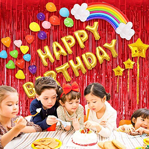 Xtozon 2pcs 3.3ft x 8.3ft Metallic Fringe Curtains Foil Fringe Curtain, Tinsel Curtain Photo Booth Props Backdrops for Birthday Wedding Bridal Baby Shower Celebration Party Decorations (Red)