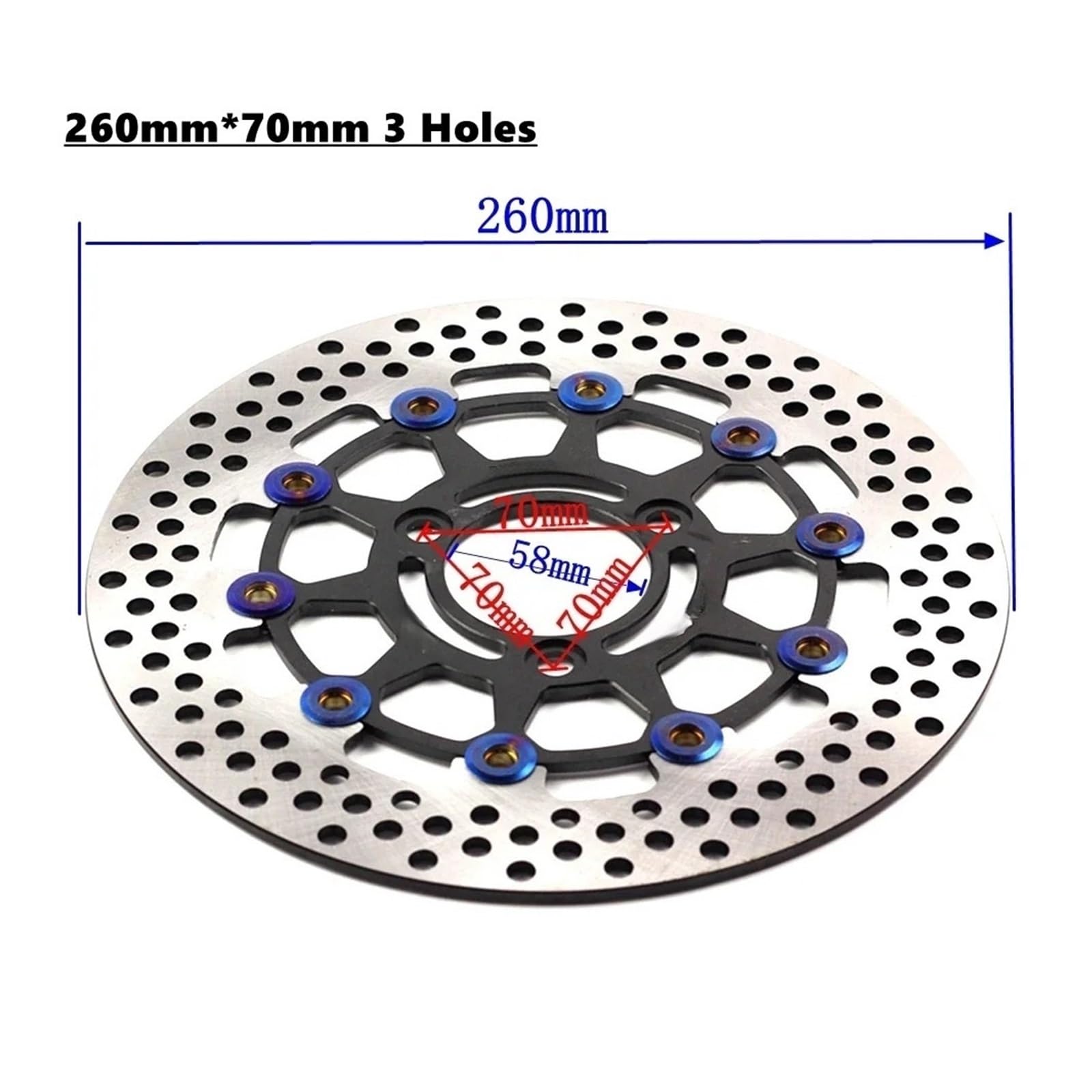 Disco freno flottante Freno A Disco Flottante Universale Per Moto 3 Fori 260 * 70mm/5 260 * 60mm Per Aerox BWS RSZ FORCE Per M3 N1S(Black 5 holes)