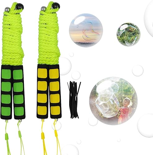 Miniatura 4 de Varitas de burbujas gigantes, 2 varitas de burbujas de acero inoxidable, diseño telescópico de burbujas, juguetes gigantes para hacer burbujas al