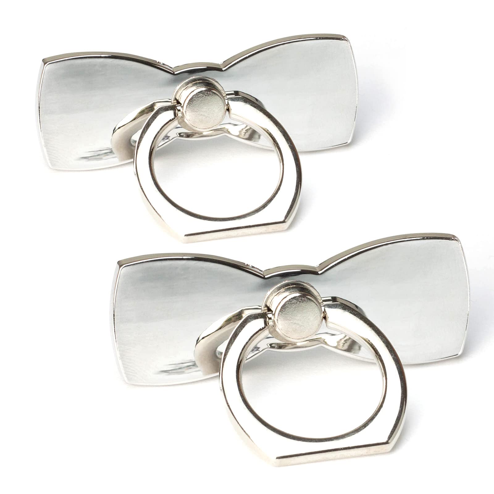 [2 Pack] Sparkling Bowtie Ultra-thin Cell Phone Ring Holder Stand,360 Degree Rotation and 180 Degree Adjustable Finger Ring Kickstand with Polished
