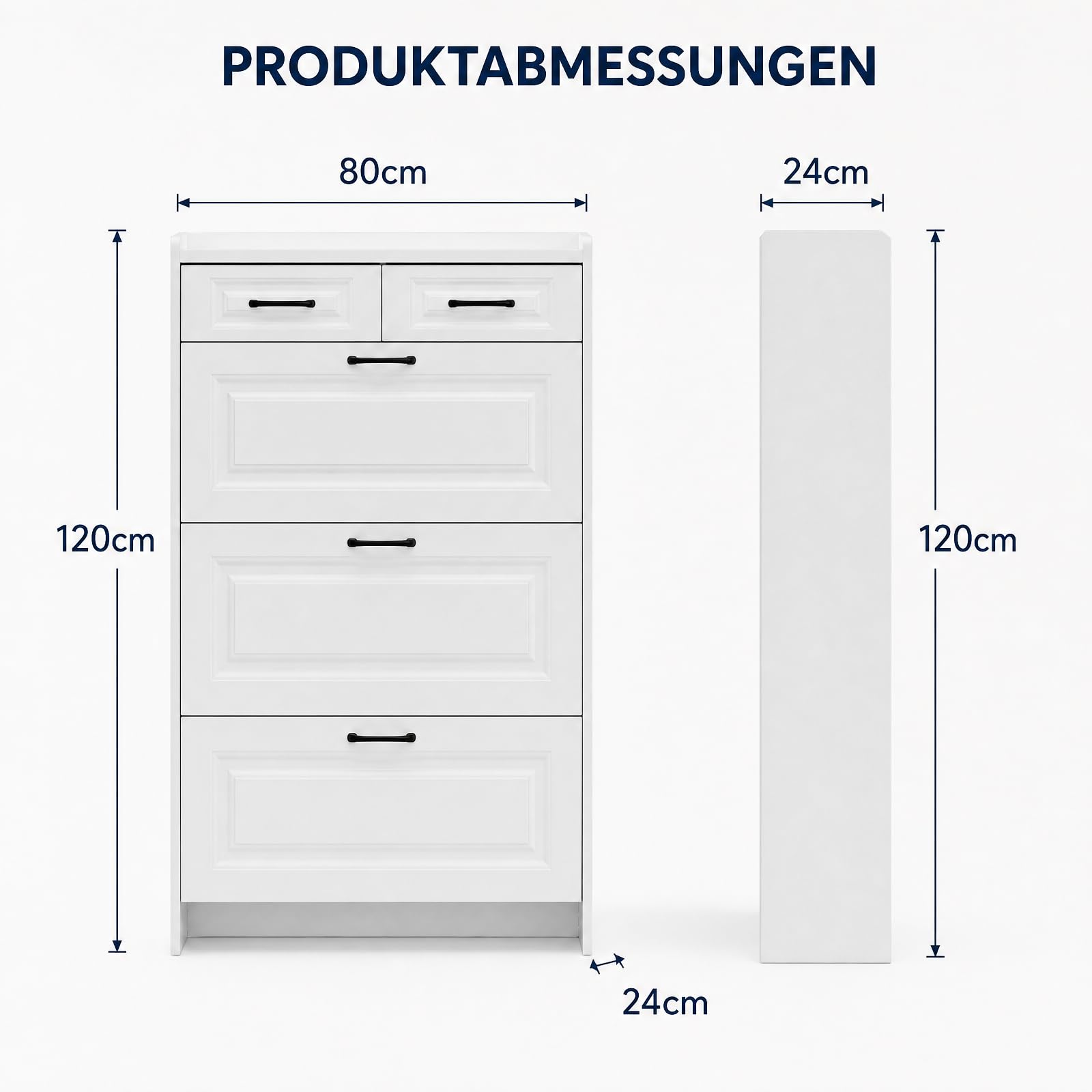 Schmaler Schuhschrank mit 3 Flip-Schubladen Schuhregal, 2 Schubladen