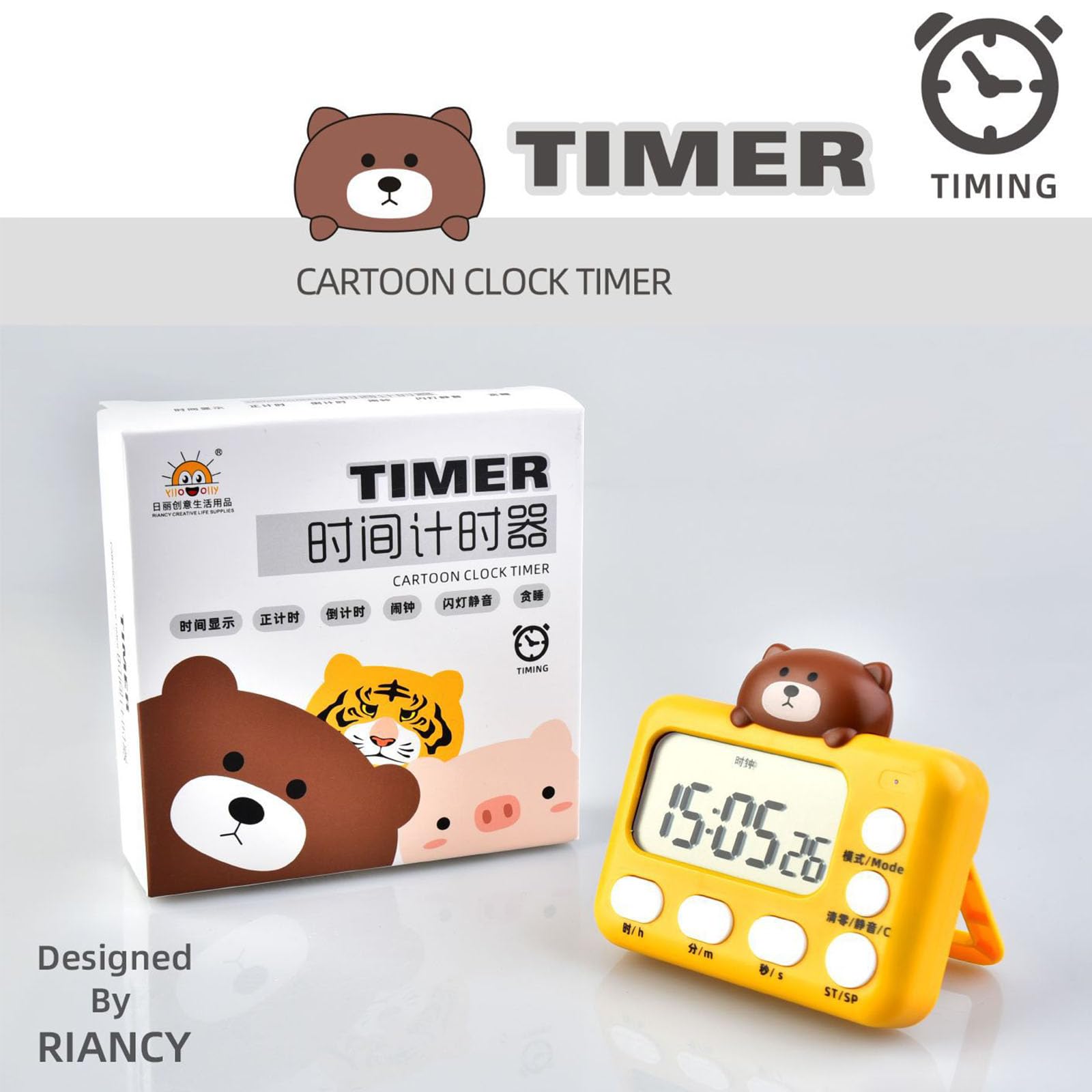 Acquista Timer da cucina digitale Simpatico timer per animali con forte magnete Supporto posteriore Allarme forte Schermo grande in Italia a partire da 11