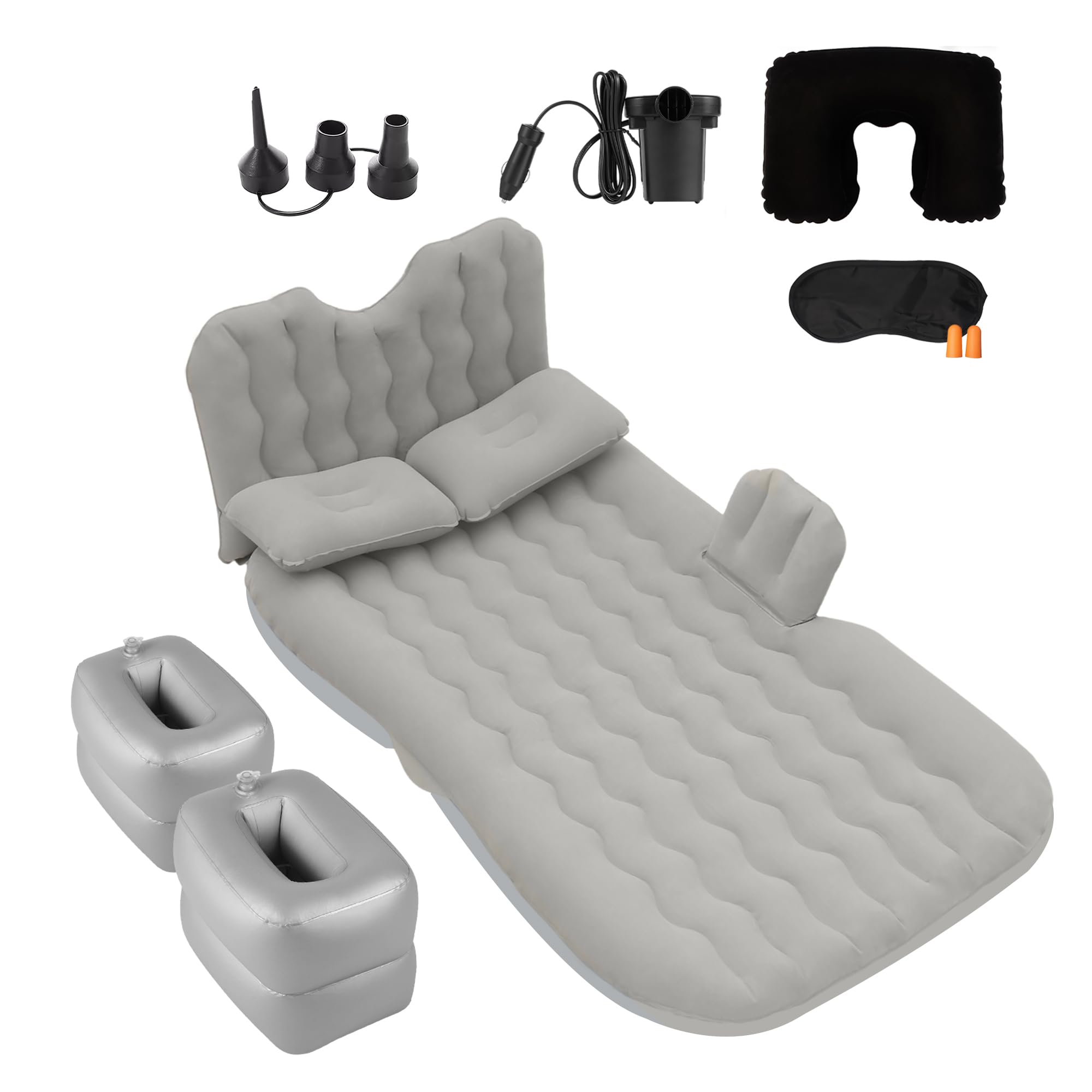 Icelus Inflatable Car Air Mattress for Back Seat of Cars, Camping Bed, Portable Blow Up Mattress, 135×90 cm, Universal SUV