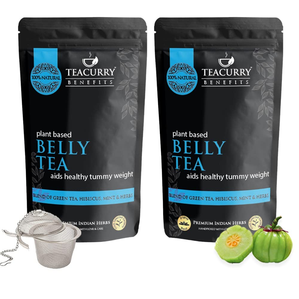 TEACURRY Belly Tea (200 Grams Loose- 2 Month Pack) + Infuser) - Tummy Tea to Lose from Around your Belly - For Men and Women (B0BMX8Q1Y5) Amazon Price History, Amazon Price Tracker