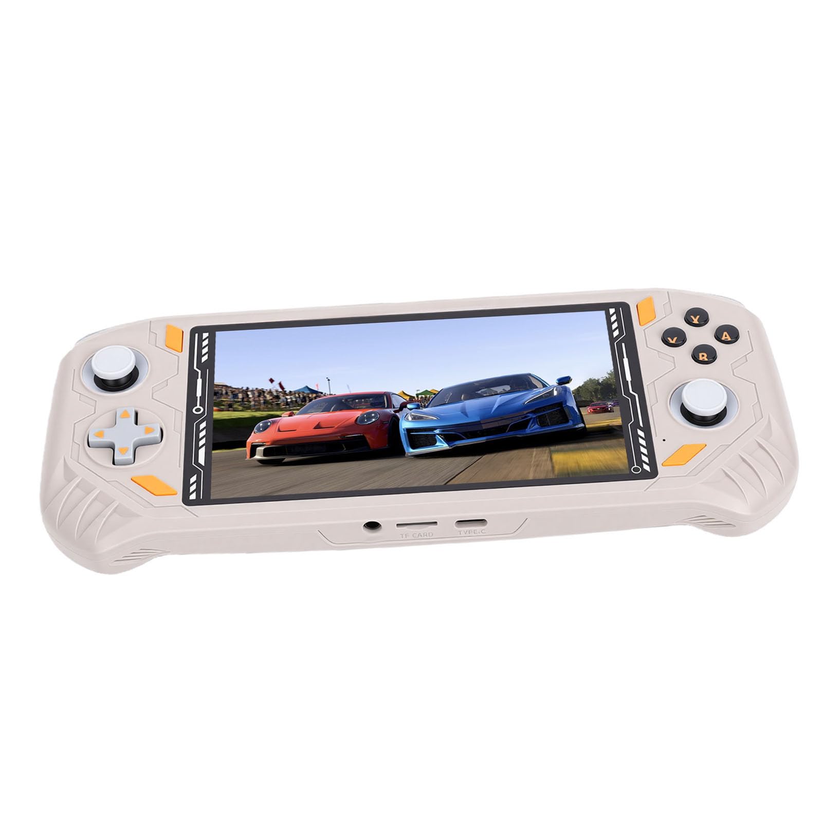 Annadue Handheld-Spielekonsole, 5,5-Zoll-Bildschirm, 2 GB RAM, Tragbarer Gaming-Player mit Extrem Leistungsstarkem Quad-Core-Chip, Wiederaufladbare Handheld-Konsole für Unterwegs (Beige)