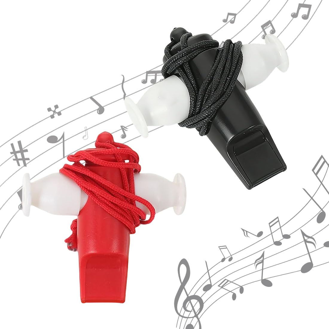2 Pièces Sifflet Samba Sifflet De Supporteur De Foot Sifflet Musical Performance Samba Pour Enfants Arbitre Noir Rouge
