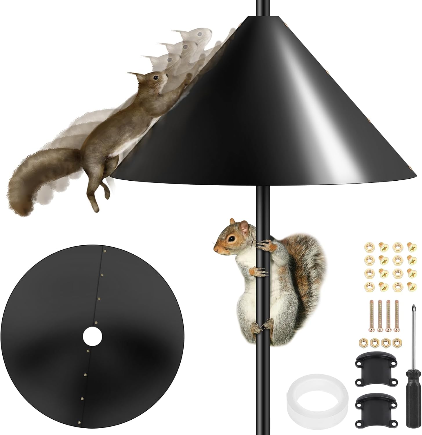 GERYMU 19 Inch Large Squirrel Baffle for Bird Feeder Pole, Squirrels Baffle for