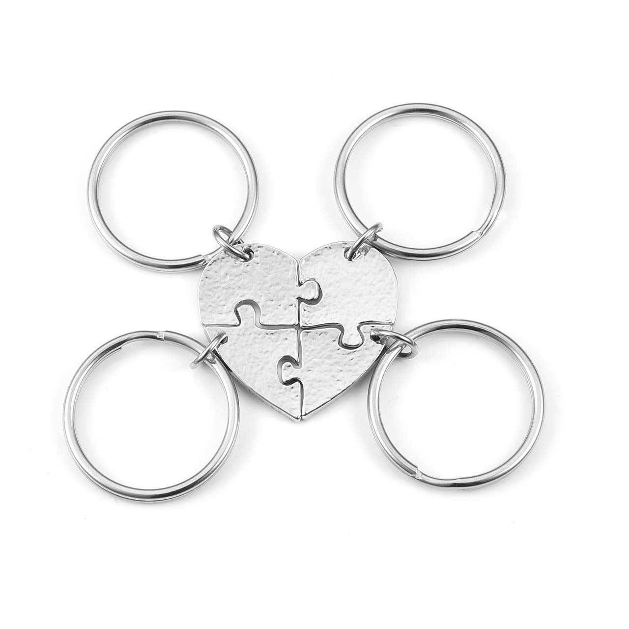 Jovivi 4pcs Sister Brother Keychains Set Matching Heart Puzzle Keychain Christmas Birthday Gifts for Little Brother Big Sister Keychain