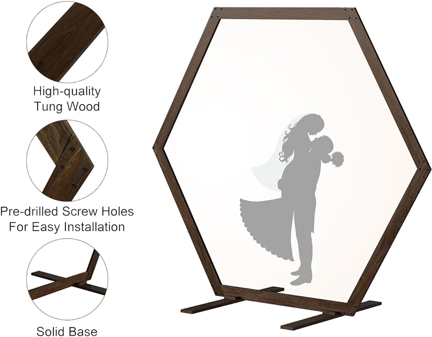 Wooden Wedding Arch,Hexagon Wooden Arch,Wedding Wood Arch,Wedding Arbor Backdrop Stand for Ceremony Rustic Wedding Birthday Parties Indoor Outdoor Garden Decor,Easy to Set up