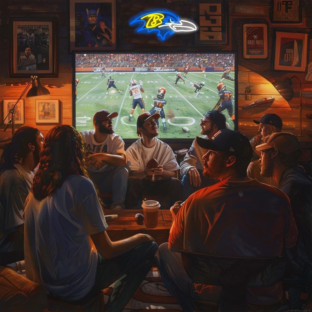 Football Rugby Sports Team Neon Sign Suitable for Ravens Logo Neon Sign for Wall Decor USB Powered Dimmable Led Light Up Signs for Men Cave Home Bar Birthday Party Decor Xmas Gifts for Kids - Image 6