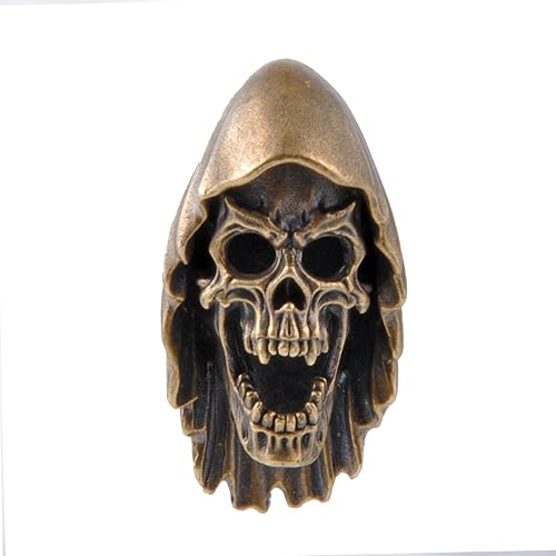 Cuentas de cordón para cuchillo, cuentas de paracaídas, 550 cuentas de paracaídas, cuentas de calavera, dije de cobre fundido a mano, para