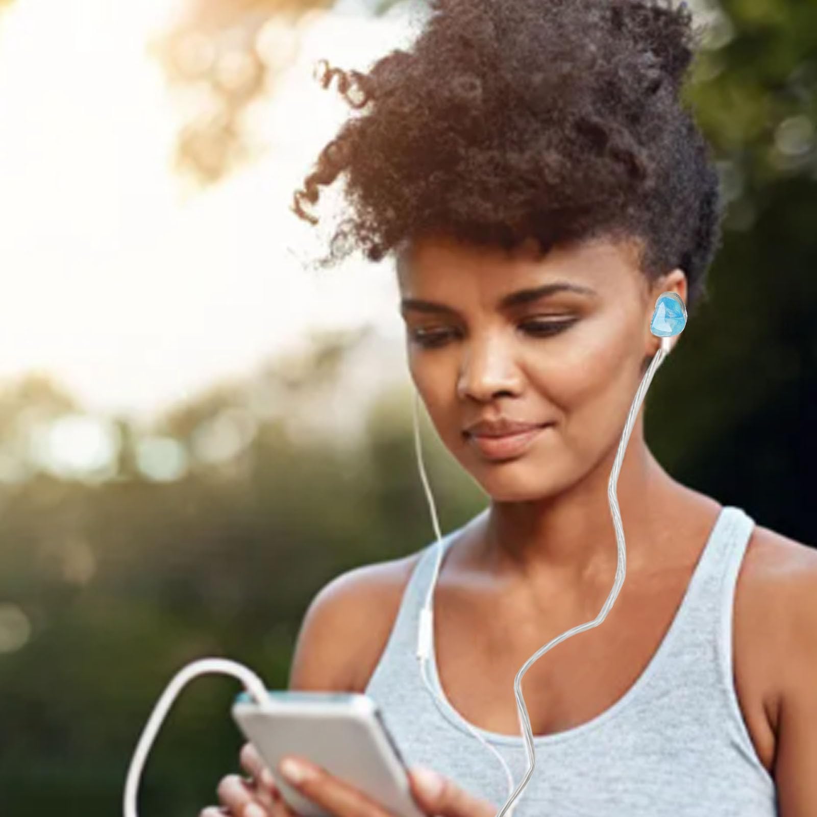 Jiawu Cavo Staccabile Auricolari IEM Qualità HiFi Cancellazione del Rumore per Viaggiatori e Artisti Vestibilità Ergonomica con 3 Dimensioni di Inserti Auricolari Confezione da 2 (azzurro)