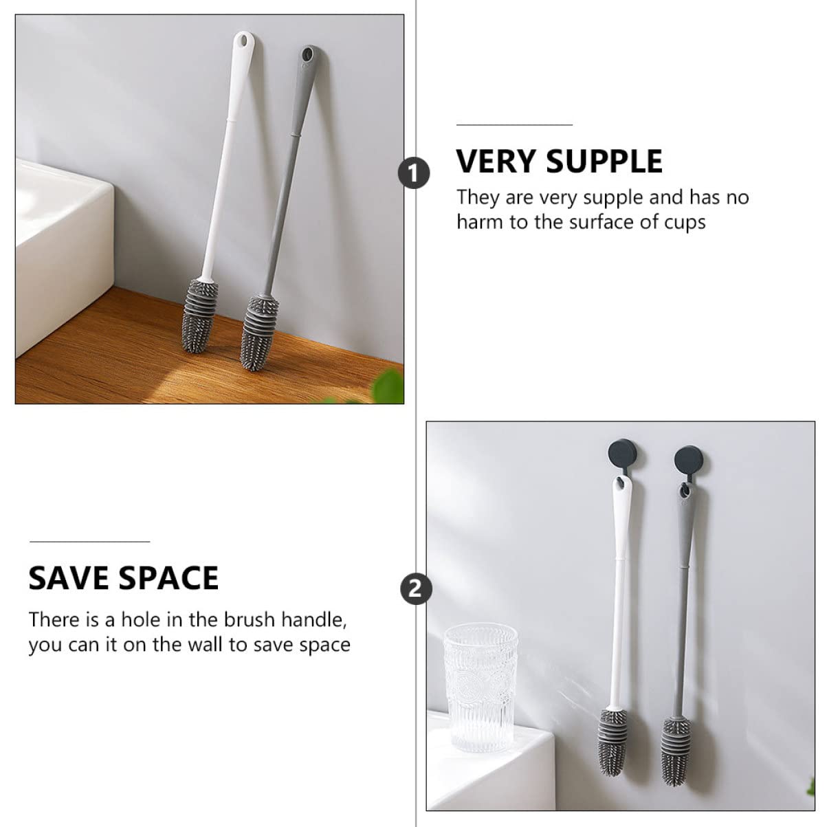 COLLBATH 8stücke Flaschenbürsten Langlebige Reinigungsbürsten Für Babyflaschen Sportflaschen Und Vasen Ergonomisches Design Mit Rutschfestem Griff Effektive Für Flaschentypen