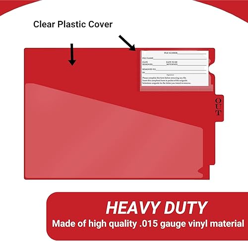 Miniatura 19 de Doctor Stuff - Center Tab Vinyl Outguides, Diagonal Cut Front Pocket, Top Charge Out Slip Pocket, Plastic File Folder, Letter Size 9" x 13-1/4", Pink