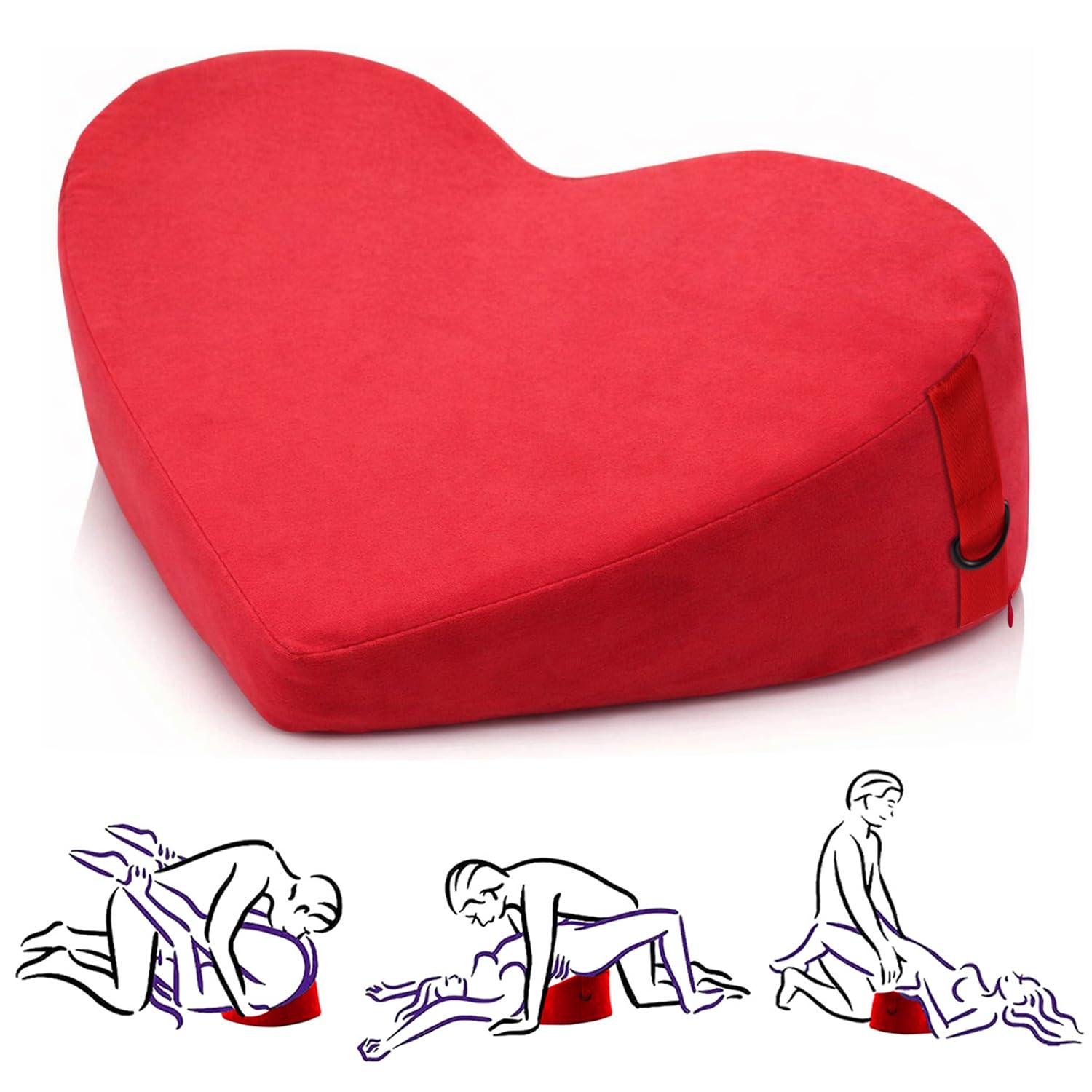 Sex Kissen Herzförmiges für Paare, Liebeskissen & Positionierungskissen Sexkissen, Sex Pillow Angeschrägtes Keilkissen als Paarkissen für Komfort Erotik Kissen & Ramps (Rot)
