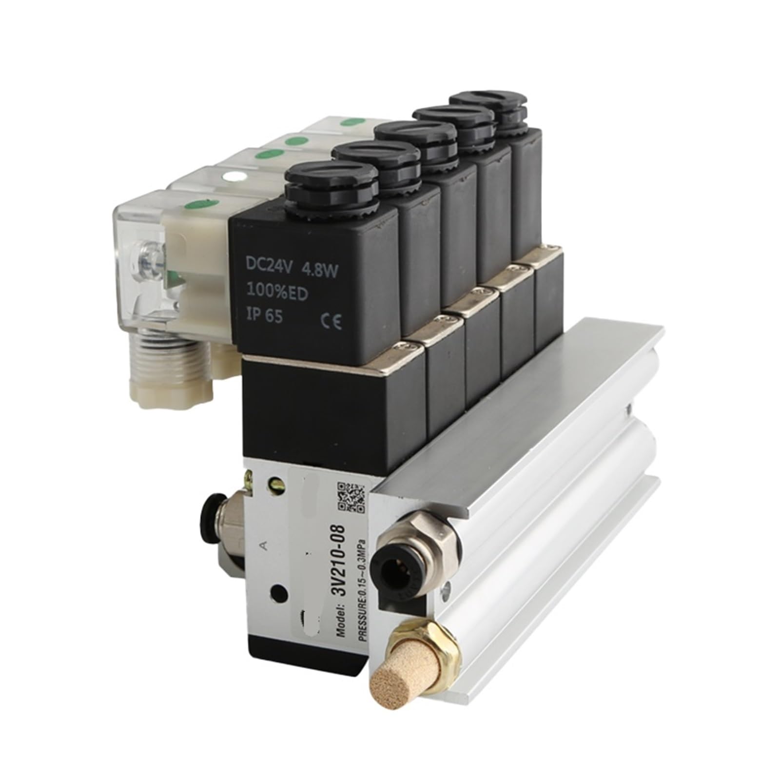 1 szt. 3V110-06 Blok elektromagnetyczny zawór elektromagnetyczny normalnie zamknięty z akcesoriami do tłumika kolektora podstawowego DC12V 24V AC 110V 220V 3 drzwi (DC24V 8 In 8 out, 3V110-3F)