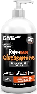 Rejenease Liquid Glucosamine for Dogs with Chondroitin, MSM & Hyaluronic Acid – Finest For Pets Hip & Joint Supplement for Dog Joint Support, Mobility, Stiffness & Pain Relief (32 oz, Made in USA)