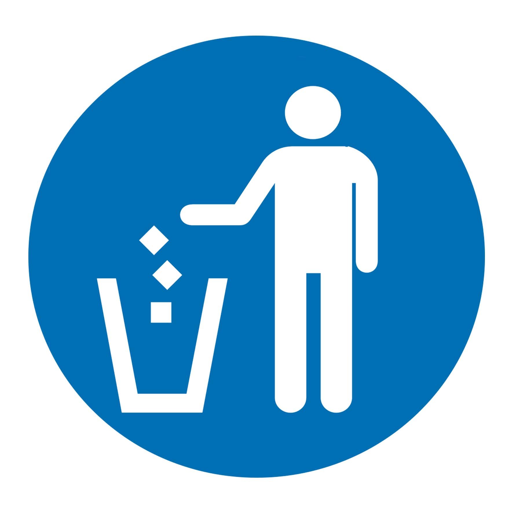Party Decor 2 X Place Rubbish In Bins - Info Warning Square Sign Removable Self Adhesive Waterproof Durable Vinyl Label Sticker 150Mm X 150Mm