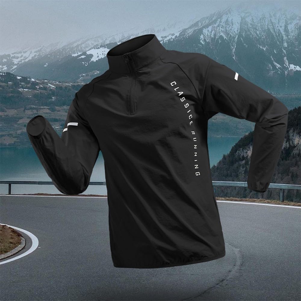 Haut en soie glacée pour homme, demi-fermeture éclair, séchage rapide, coupe-vent, pour le sport, la course à pied, le fitness, l'entraînement