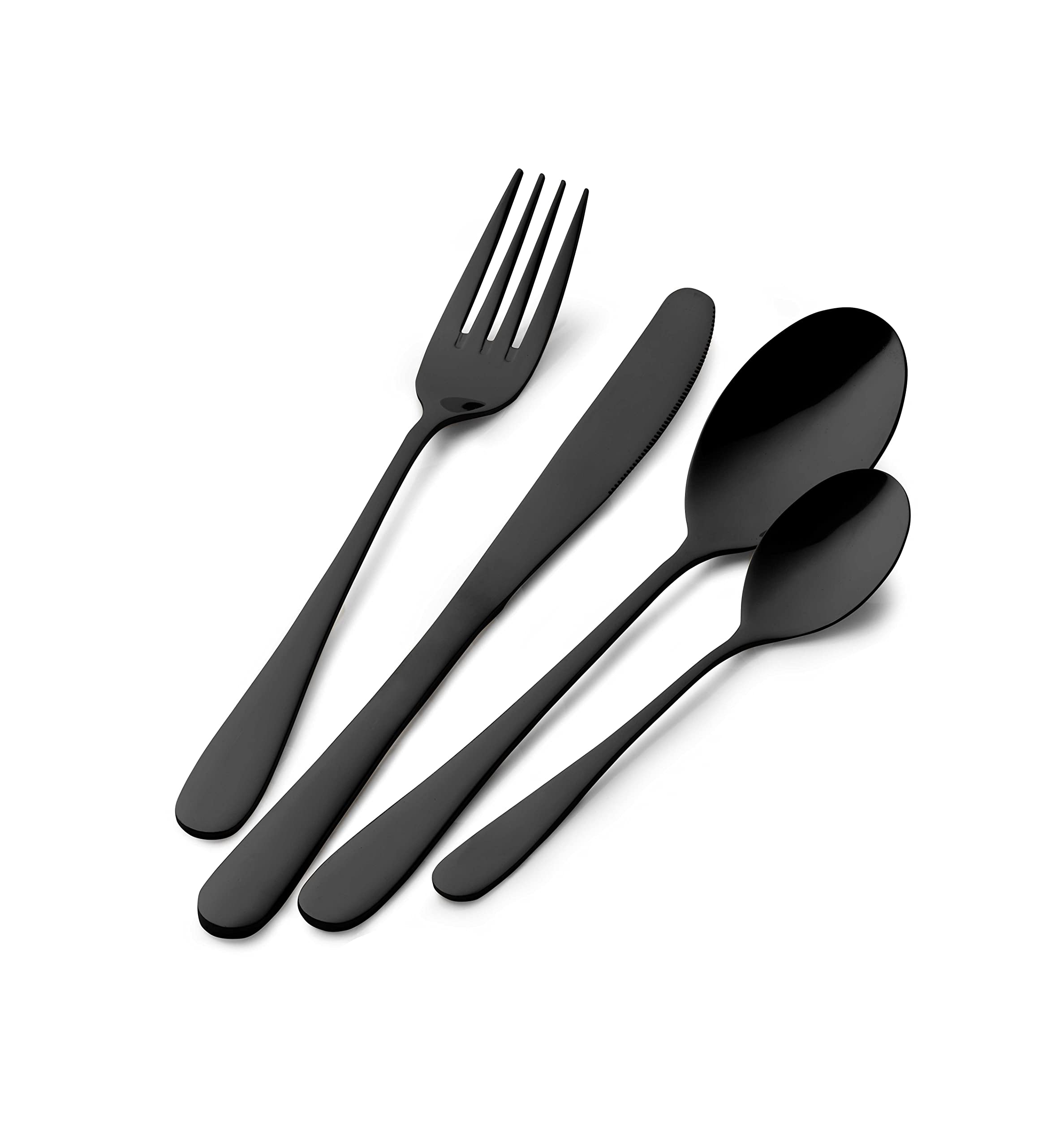 Pintinox Juego de 24 cubiertos Princess de acero inoxidable, color negro, con caja de regalo (6 personas)