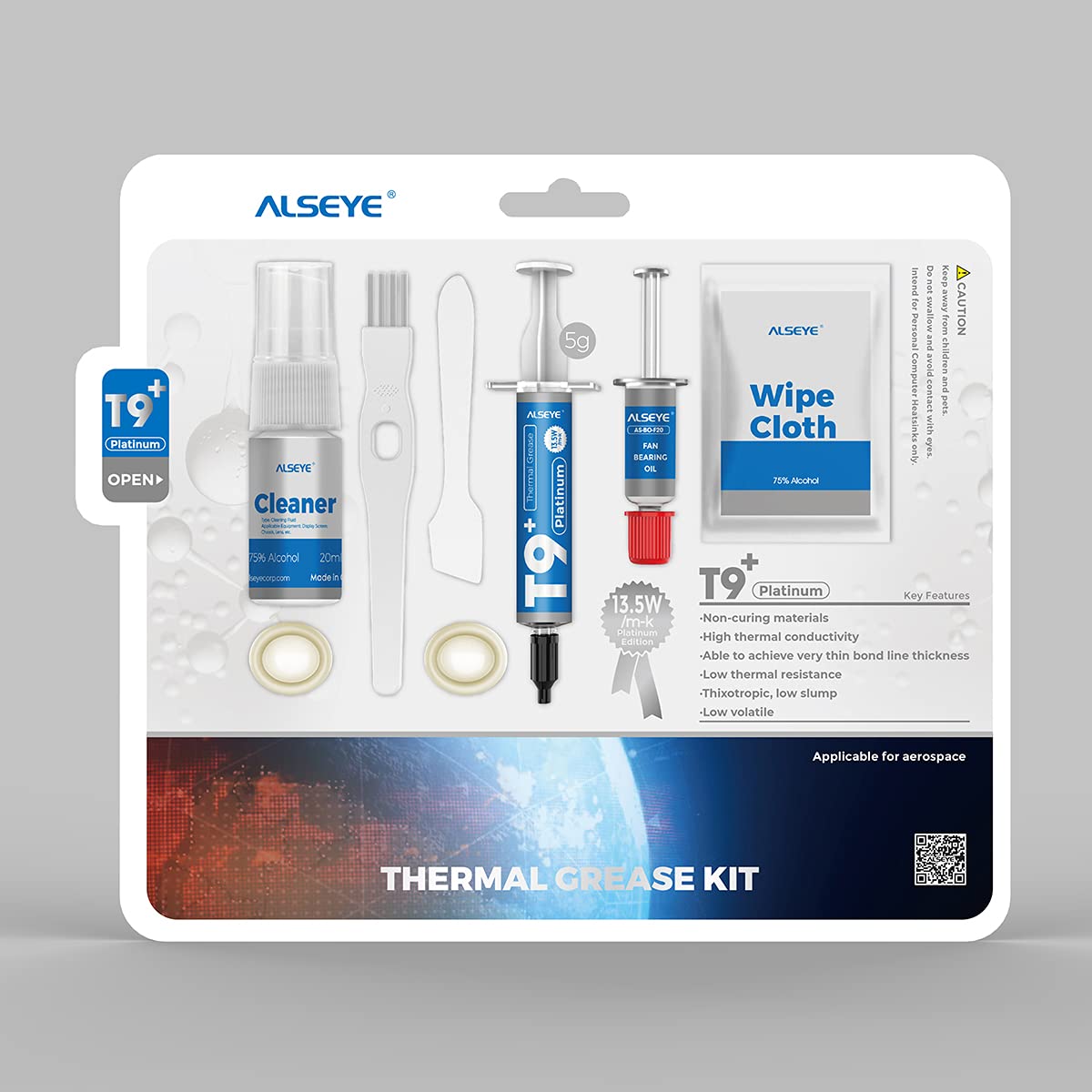 ALSEYE T9+ Platinum Kit Thermal Compound Kit for All Coolers, 13W High-Performance Heat Sink Paste Grey Silicone Grease Insulation Thermal Compound CPU