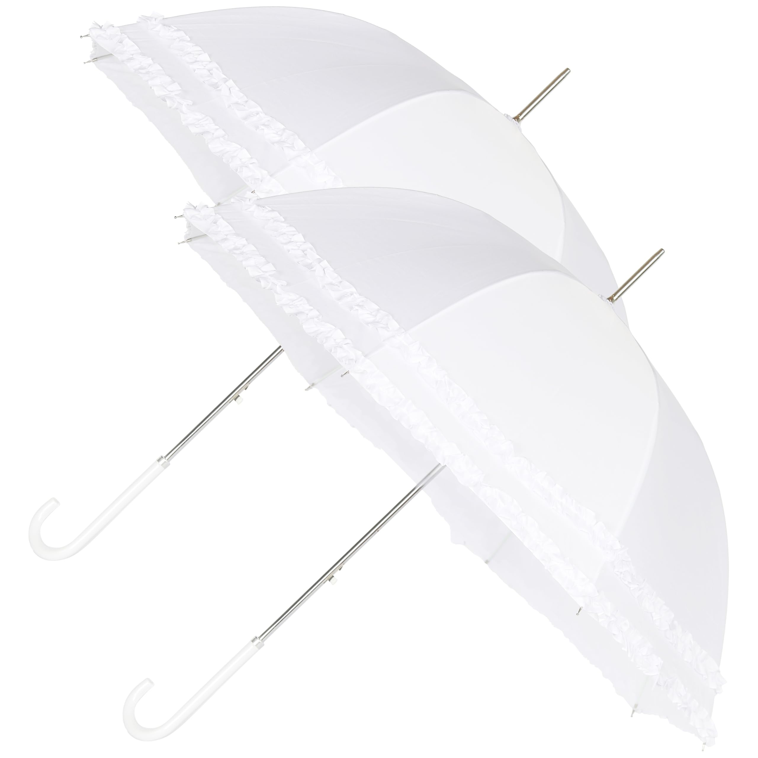 A2z Women's 2 Pack Bridal Walking Umbrella Double Frill Dome Brolly Stylish Ruffle Lace - Umbrella Romantic Ruffle