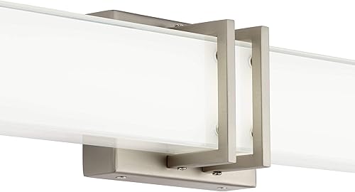 Miniatura 3 de Possini Euro Design Exeter - Lámpara de pared moderna Art Deco LED de níquel cepillado de metal plateado de 17 pulgadas de ancho, rectangular,