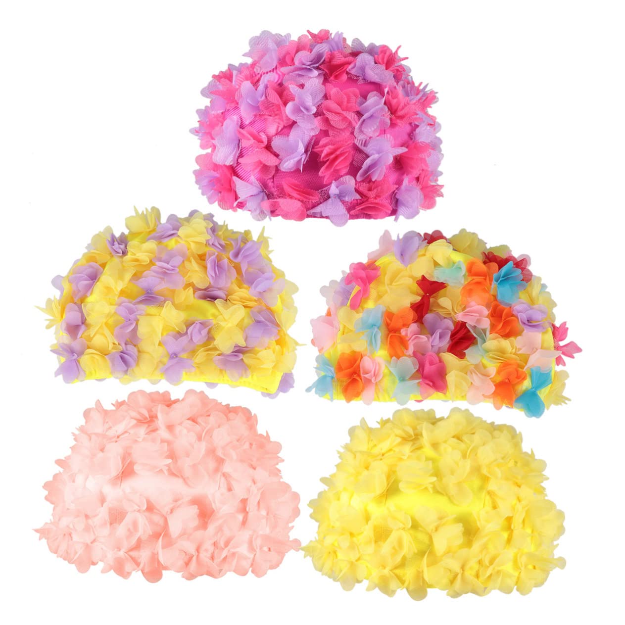 Toddmomy 3piezas Gorro De Natación Femenino Diseño De Flores Cómodo y Transpirable para Natación Piscina o Playa