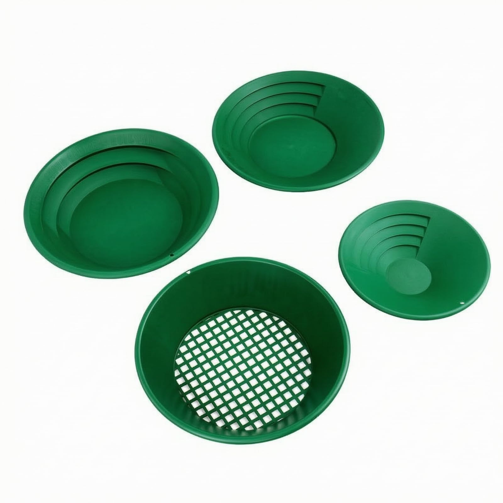 Qianly 4 Piezas Batea para Lavar Oro Eficiente Bandeja Lavado Oro con colador, Reutilizable, para Ríos, Aficionados