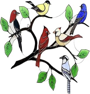 Ornement en Verre taché par Oiseaux Cardinal, fenêtre Suspendue décoration de Sol suncatcher, Colibri Art Artistique Cadeau d'ornement d'animaux pour la décoration de Voiture de Bureau à Domicile