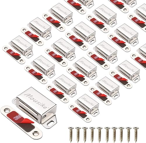 Imanes para gabinete, cierre magnético de acero inoxidable de 30 libras con fuerte imán para cocina, armario, armario, puerta, cajón de pestillo