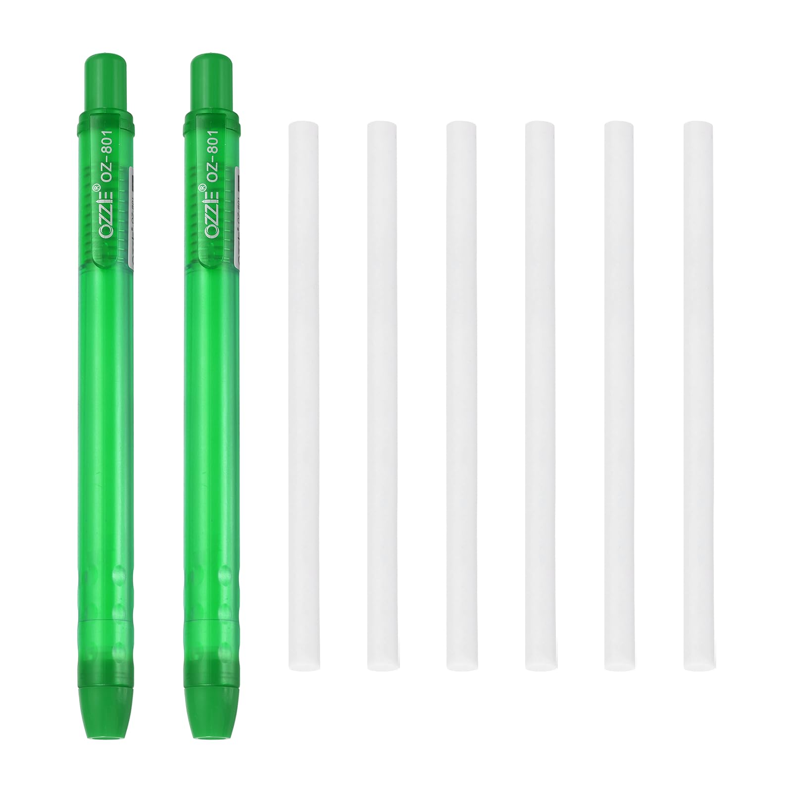 PATIKIL 2+6Pcs Retractable Eraser Pen, Soft Cute Pencil Erasers with 6 Replacement Rubber Refills for Office Home Writing Painting Sketching Artists Teacher Pencils, Green TPE