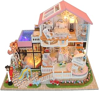 casa bonecas em miniatura faça você mesmo,quarto em miniatura - modelo cabine faça você mesmo com móveis e luz LED, presente aniversário para o dia dos namorados Puchen