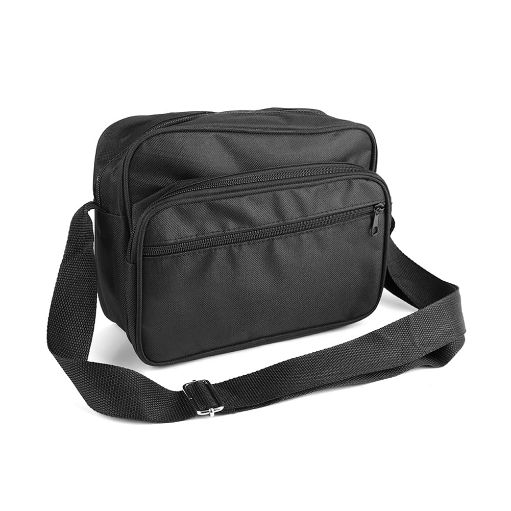 Tiiyee Men's Black Hardware Tool Bag, 600Dpolyester Wear Resistant Durable Multifunction Single Shoulder Tool Bag Medium Hardware Pouch Holder Storage Case With Adjustable Strap Reinforced Stitching