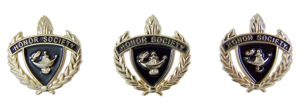Gold Toned and Enamel Honor Society Scholastic School Achievement Award Lapel Pin, Pack of 3