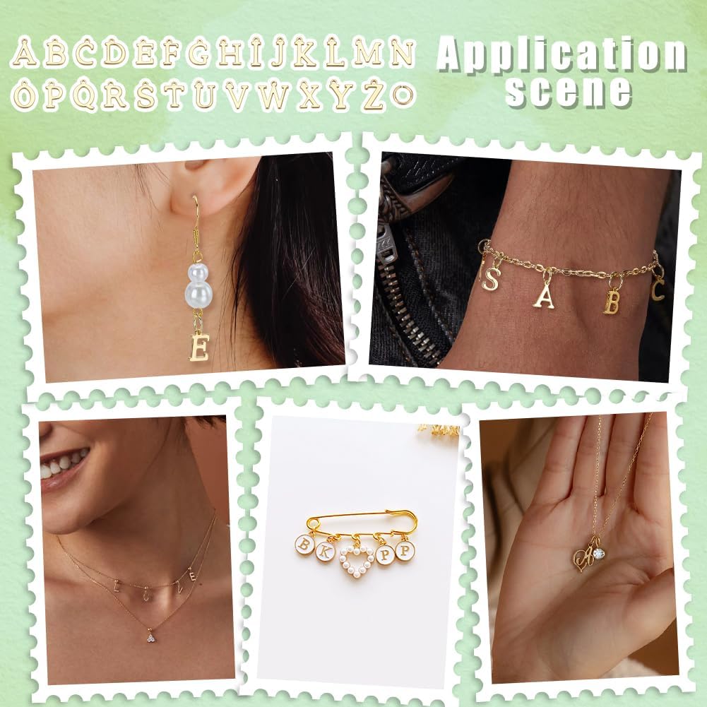 AHANDMAKER 26Pcs 18K Gold Filled A-Z Alphabet Letters Charms, Smooth Alphabet Charms, Gold Plated Initial Letter Charm Pendant Beads with Jump Rings for DIY Wristbands Bracelets Jewelry Making - Image 5