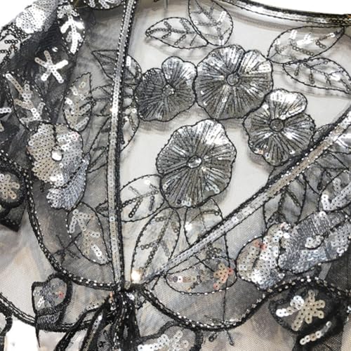 Women's 1920s Shawl Cape Flapper Cover Up Evening Dress Wedding Bridal Cape Mesh Shawl Wraps4