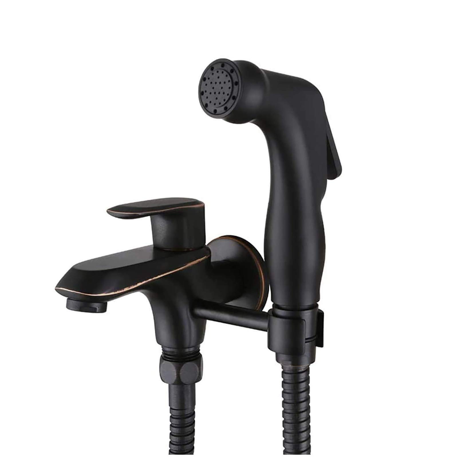 Handheld Bidet opryskiwacz do toalety z zimną wodą, czarny zestaw rozpylaczy z tkaniny łazienkowej Zestaw opryskiwaczy na ścianie z wąż prysznicowy do higieny osobistej, głowica abs (kolor: głowa
