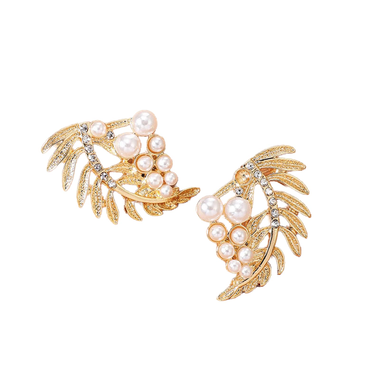 Boucles d'oreilles argent et perle d'imitation au design de feuille