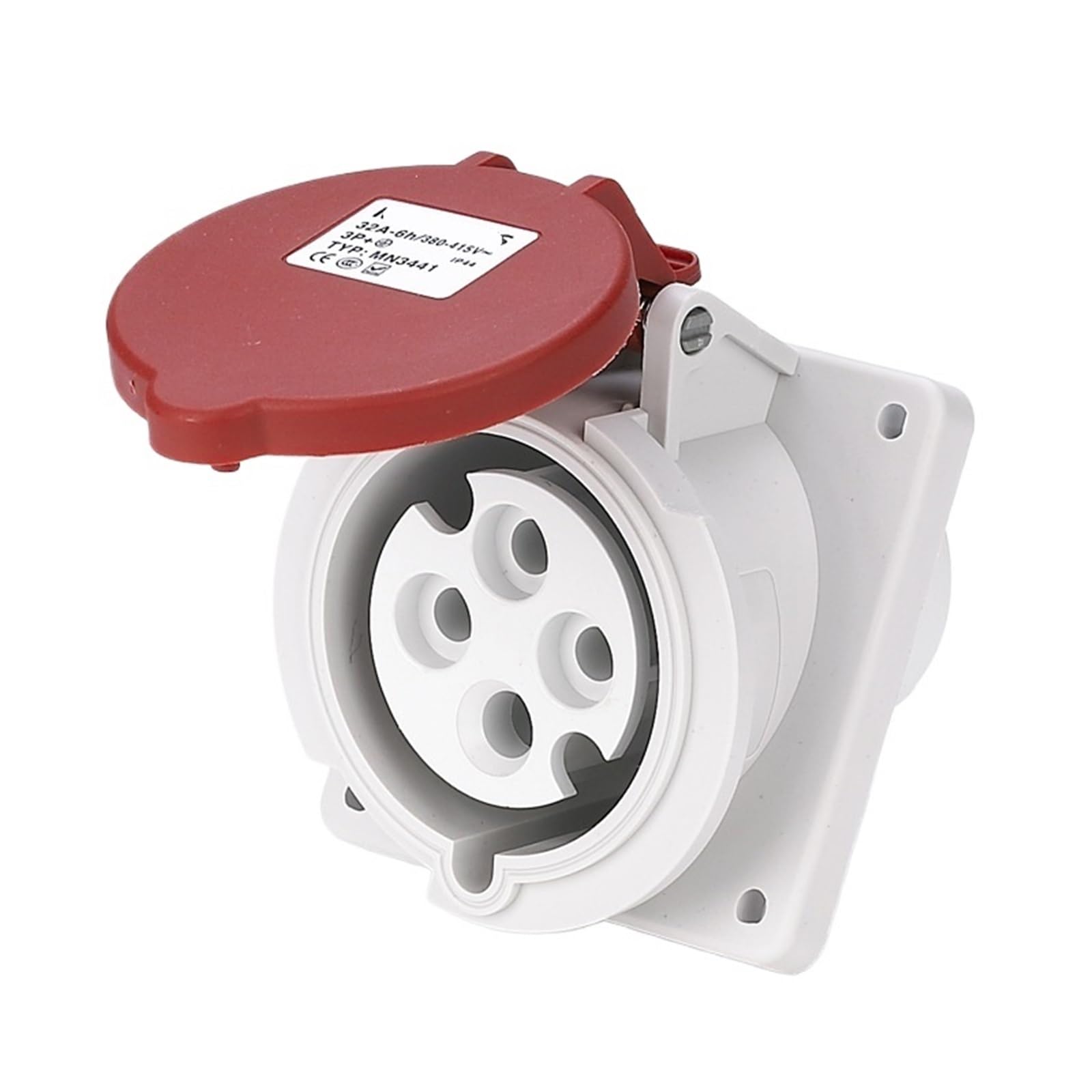 MUYTQAERG Industrial Socket 32A 4 Holes MN3441 4P+PE IP44