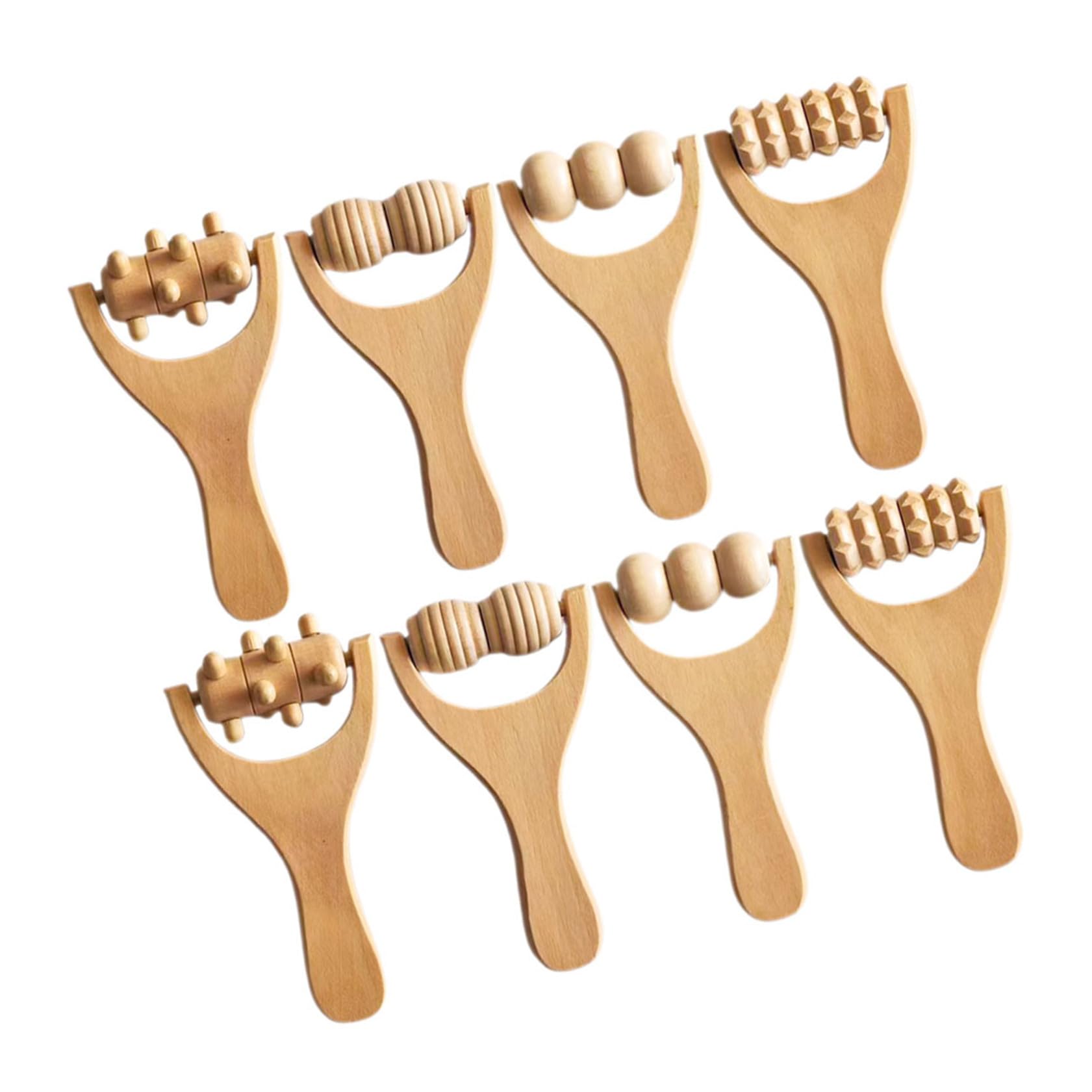 8 Stück Teiliges Holz massagewerkzeug mit Ergonomischem Griff Tragbarer Körper Fußroller für Tiefengewebemassage Natürliche Holzqualität für Nacken Schulter Rückenentspannung