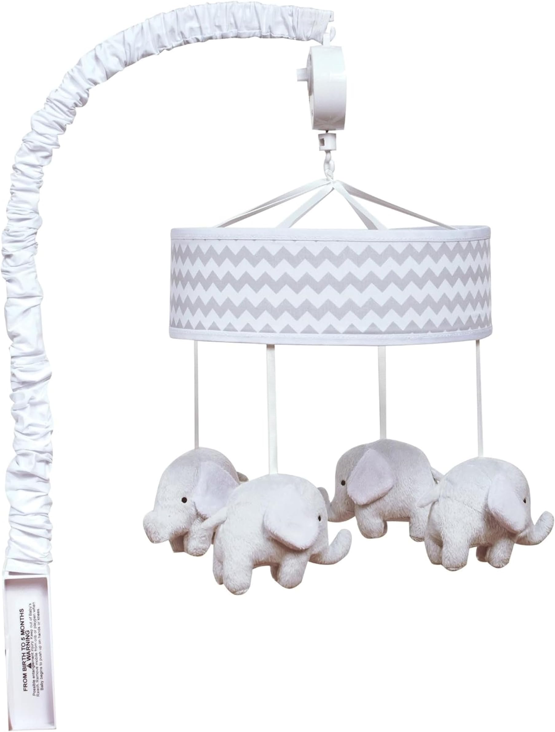 Grey Elephant Crib Mobile - Baby Mobile for Crib - Musical Crib Mobile - Fun Whimsical Musical Mobile for Cribs - Rotating Nursery Mobile for Crib - Baby Crib Mobile for Boys and Girls