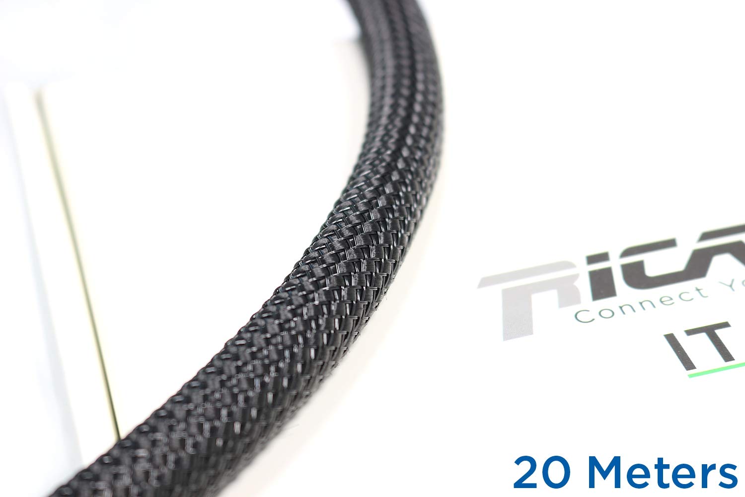 Ricable Custom BB13/20 - Noir/Noir 20 m -Gaine de Protection tressée pour câble 10-16 mm