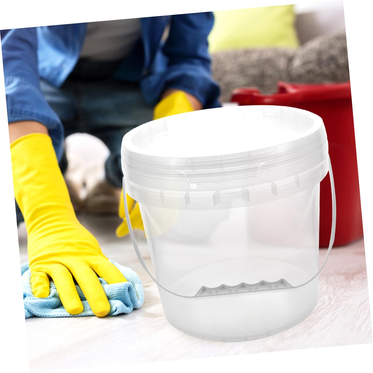 2piezas Cubo De Pintura De Plástico Transparente Cubo De Almacenamiento con Tapa para Pintura Al Óleo De para Pintar