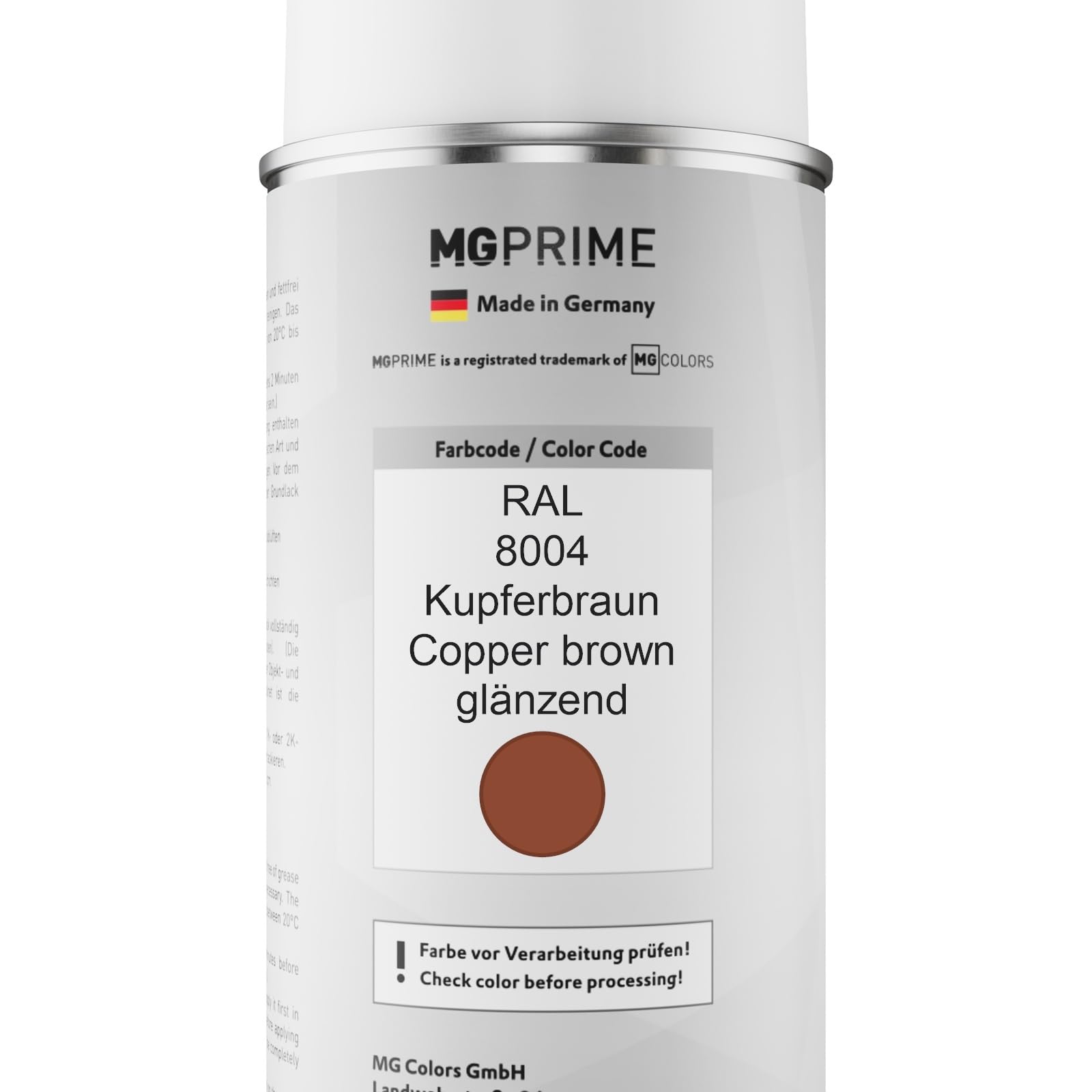 MG PRIME RAL 8004 Kupferbraun Spraydose – 400 Ml, Glänzend, Schnelltrocknend, Made In Germany